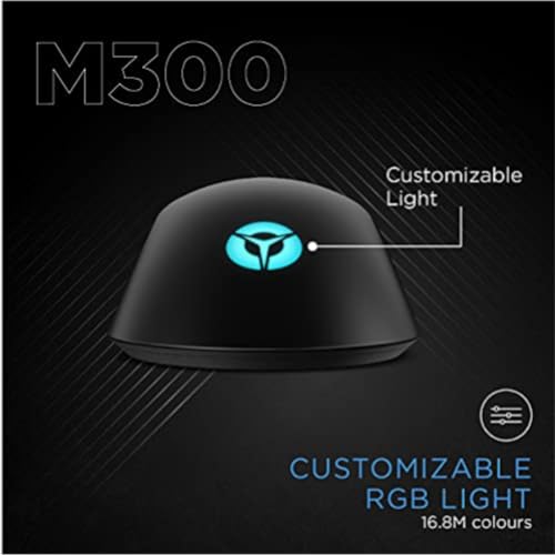 Image of Lenovo Legion M300 RGB Wired Gaming Mouse - 8,000 DPI Adjustable Sensor, 8 Programmable Buttons & 10-Million Clicks Durability for High Performance Gamers (Pack of 2)