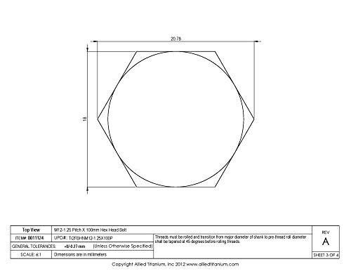 Allied Titanium 0011124, (Pack Of 2) M12-1.25 Pitch X 100Mm Titanium Hex Head Bolt, Grade 2 (Cp) #TOP4