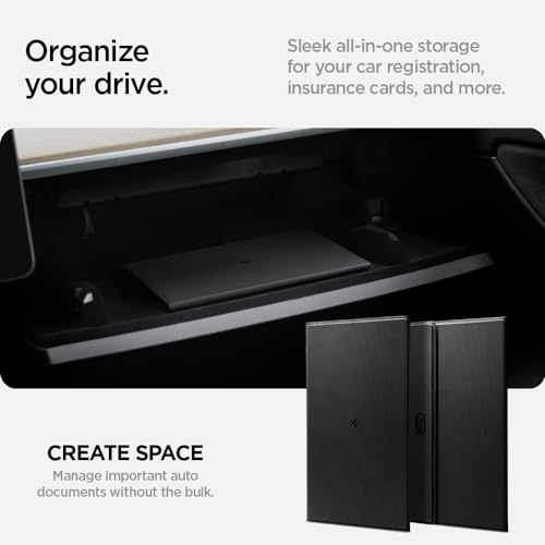 Image of Spigen Hyper-Slim Car Registration and Insurance Card Holder for All Cars | ID License Car Essential Documents Holder [Tesla Model Y Juniper L (2026) & 3 /Y /S /X /Cybertruck] - Black