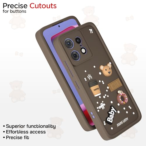 Image of Pikkme Back Cover for Moto Edge 50 Pro 5G | Cute Fun Cartoon 3D Bear Silicone Full Body Protection Bumper Cover (Brown)