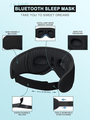 Image of LC-dolida 5.4 Bluetooth Sleep Headphones, 3D Sleep Mask Bluetooth Wireless Music Eye Mask, Sleeping Headphones,Ideal for Travel, Night Work, Side Sleeping and Office Use for Both Men and Women
