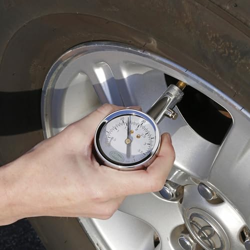 Image of Slime 20049 Tire Pressure Gauge, Large Face Dial Analogue Gauge, 5-60 PSI