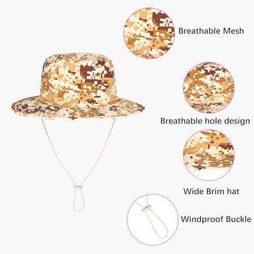 Image of Sun Hats for Men Women Boonie Hat Foldable Fishing Hat UPF 50+ Bucket Hat for Fishing Hiking Garden Safari Beach