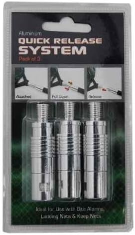 QUICK RELEASE SYSTEM PACK OF 3 FOR ALL CARP COARSE TROUT FISHING NETS BANKSTICKS LANDING NETS BITE ALARMS