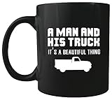 A Man and His Truck - Ceramic Coffee Mug - Makes a Great Gift Under $15 for Truck Drivers! (Black)