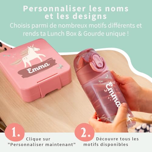 BIENMARQUER - Gourde 450 ml & Boite à goûter Personnalisable pour Enfants – vue 3