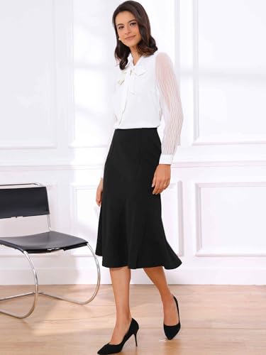 Allegra K High Waisted Fishtail Skirts for Women's Business Casual Panel Midi Skirt4