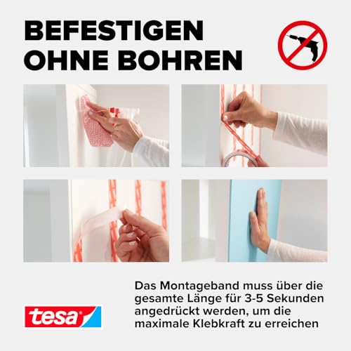 tesa Powerbond Ultra Strong Klebepads - Doppelseitige Pads für die Montage im Innen- sowie geschützten Außenbereich - beidseitig ultrastark klebend - Verpackung mit 9 Pads