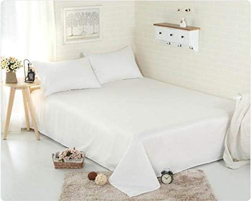 LOOMS & LEAVES LUXURIOUS FULL FLAT BED SHEETS 100% POLY COTTON IN SINGLE DOUBLE KING SIZES (WHITE, PILLOWCASES (PAIR))