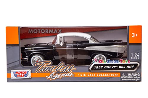 1957 Chevy Bel Air Negro modelo 1:24 Motormax miniatura 5