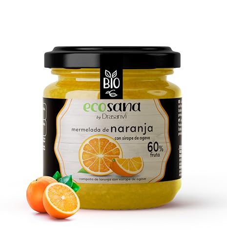 Drasanvi ECOSANA MERMELADA DE NARANJA CON SIROPE DE AGAVE CERTIFICADO BIO by - 60% FRUTA - VEGANO - SIN GLUTEN - 260g