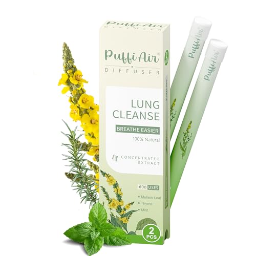 Image of Herbal Diffuser Pen, Lung Cleanse Diffuser with Mullein, Thyme & Mint for Better Breathing, All Natural Swap - 600 Uses, 2 Diffusers, 1 Pack