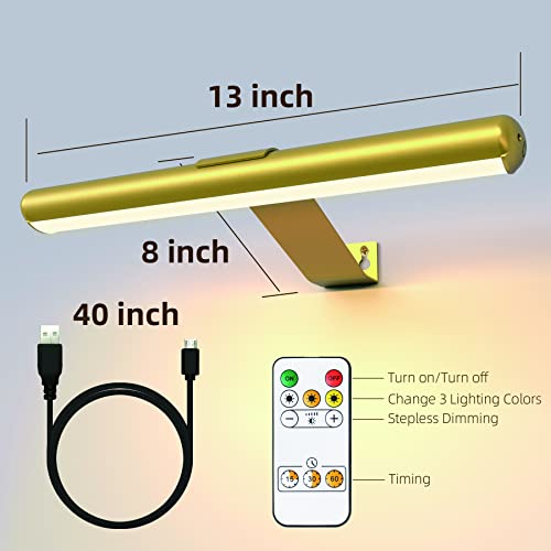 Image of Arixinks Wireless Picture Light for Art Painting with Remote Control, Rechargeable Battery Picture Light Dartboard Light, Full Metal 300lm Brightness Adjustable,Artwork Light for Pictures Gallery