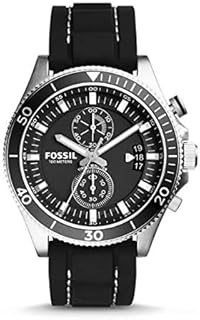 فوسل ساعة عملية كاجوال رجال انالوج بعقارب مطاطي - CH3009 بمينا أسود بسوار