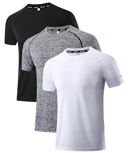 Herren Activewear T-Shirts 1/3/4/5/6er Pack | Slim Fit Sport Shirts | Atmungsaktiv, Schnelltrocknend & Leicht | mit Reflektierenden Details für Fitness, Laufen & Training