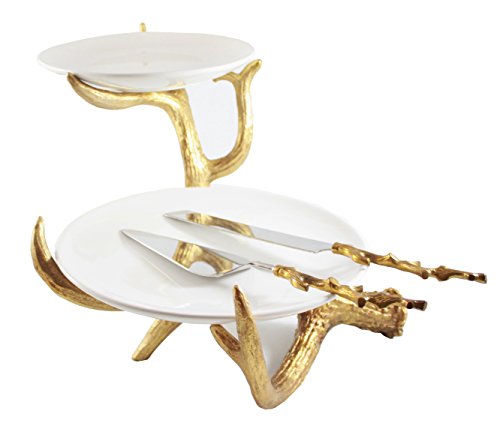 Rs Accessories Llc Server Set, Cake, Pie, Desert Flatware Set, Tree Branch Design, 2-Piece 18/10 Stainless Steel With Brass Handles (Light Antique Gold Finish)… #TOP3