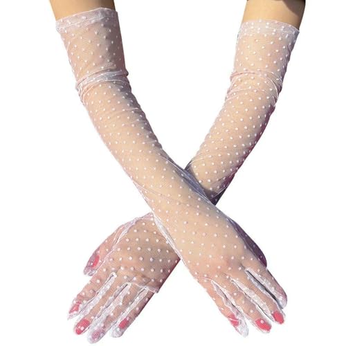 Gants longs en maille pour mariage et soirées chic en tulle blanc
