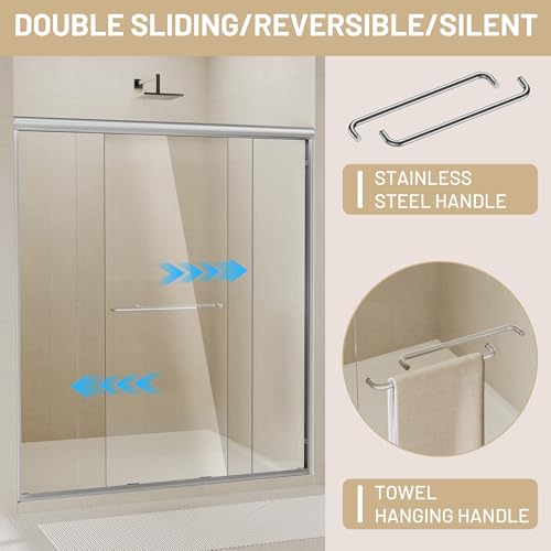 Image of Findepot 44-48 inch W x 70 inch H Sliding Shower Door, 6 Anti-Collision Buffers