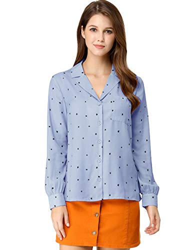 Allegra K Women's 1950s Vintage Long Sleeve Printed Button Down Tops3