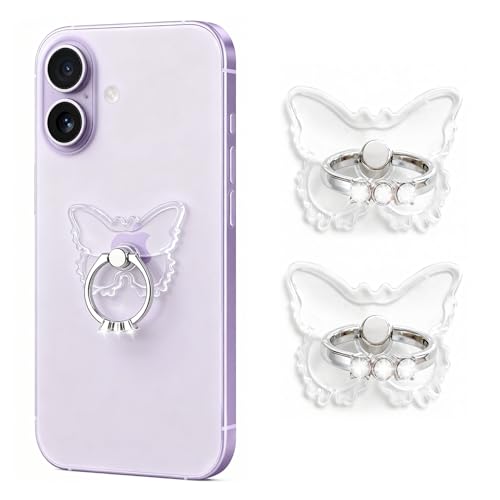 2pcs Butterfly Diamond Phone Ring Holder