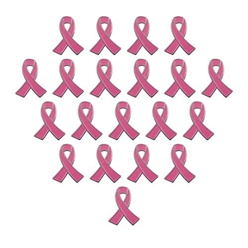 WJINSHUO Breast Cancer Awareness Pins Pink Ribbon Pins Brooches Pack of 20