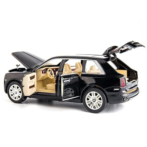 Image of Invite Enterprise 1:24 Rolls Royce Cullinan Diecast Model Metal Pull-Back Car With Sound Light And Opening Doors: A Kids' Toy Vehicle Gift (1:24 Rolls Royce Cullinan - Black)