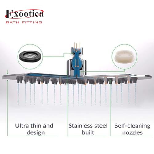 Image of Stainless Steel 304 Shower Head | 1Pc, 4 x 4In Size, Silver | Heavy Metal, Ultra Slim Round Luxury Bathroom Overhead Shower - Ultraslim