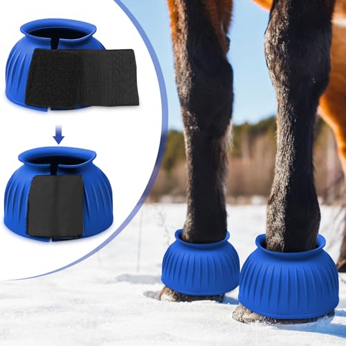 Image of Abbylike Bell Boots for Horses 1 Pair /2 Pair Available, Protect Against Hoof Impact Trauma, Rubber Bell Boots Horse Care for Turnout, No Rub Design Wrap Hook and Loop
