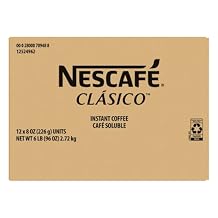 NESCAFE Clasico Dark Roast Instant Coffee, 8 Oz Pouch Pack of 12