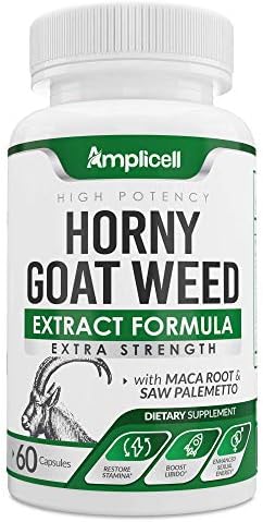 Horny Goat Weed - Natural Female & Male Enhancement Pills with L Arginine, Tongkat Ali, Panax Ginseng & Maca Root Powder - Horny Goat Weed for Men & Women Health - Mood Boost & Energy Pills - 60 Caps