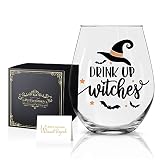 Perfectinsoy Funny Drink up Witches Wine Glass, HalloweenFunny Wine Glass, HalloweenFunny Gift for H