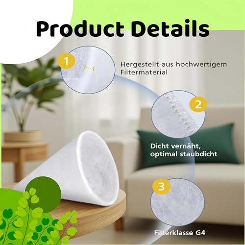 Ymswjgj 12 Stück Abluftfilter Kegelfilter Lüftungsanlage Ersatzfilter für Lüftungsanlage Filter Lüftungsanlage Ersatz DN 125 Kegelfilter Filterklasse DN125 Kegelfilter DN 125 G4 Filter Lüftungs