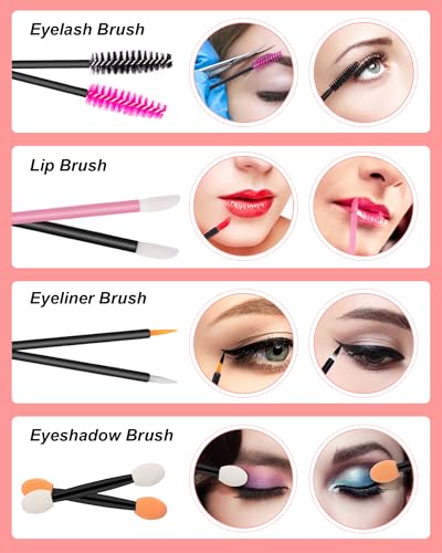 Disposable Makeup Applicators Kit, Includes Disposable Mascara Wands Eyeliner Brushes Eyeshadow Lip Applicators with Organizer Box Powder Puffs Mixing Palette Makeup Tools 11.0 * 7.8 * 3.11 - Image 6