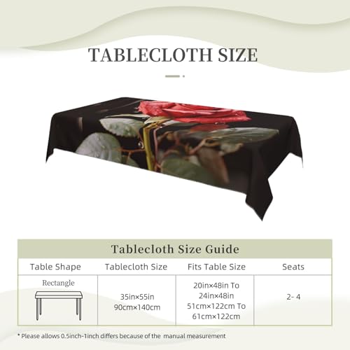 Nappe imperméable rectangulaire en tissu robuste motif roses 140x89 cm - 5