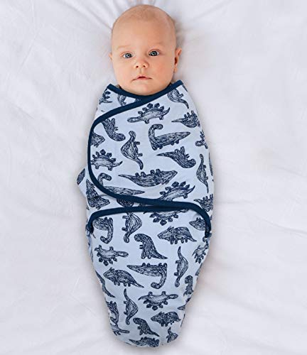 The Peanutshell Baby Swaddle Blankets For Boys Or Girls, Blue Dinosaur & Stars, 3 Pack Wrap Set, 2 Sizes (Small/Medium) #TOP4