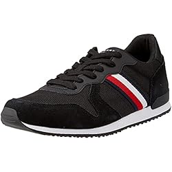 Iconic Mix Runner, Zapatilla de Corredor Hombre 5 Tommy Hilfiger Hombre Sneaker Running Iconic Mix Runner Zapatillas Deportivas, Negro (Black), 43 EU