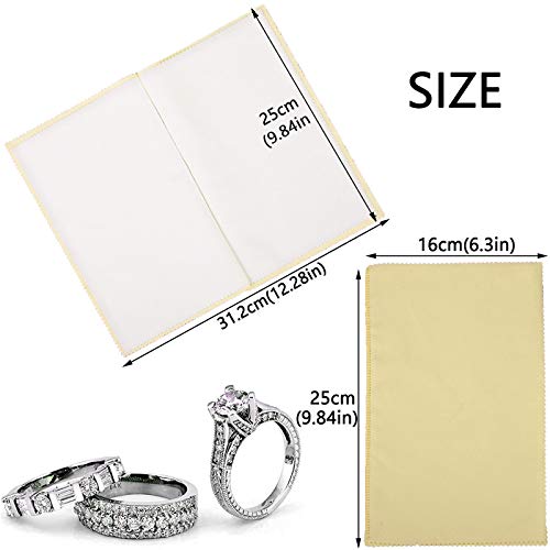 SEVENWELL 2pcs Jewelry Polishing Cleaning Cloth Large 10 x 12in for Sterling Silver Jewelry Gold, Diamond, Platinum, Coins (Yellow)