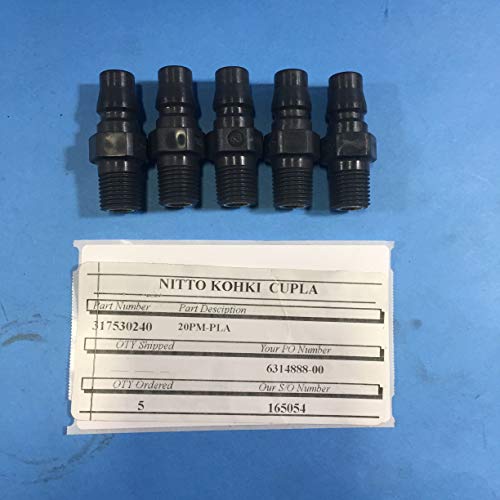 Nitto Kohki 20PM-PLA Hi Cupla Ace 20PM -PLA Plastic Quick Connect Coupler Plug, Size, Male, BSPT Thread, 218 Pounds per Square Inch, PBT, POM, 1/4