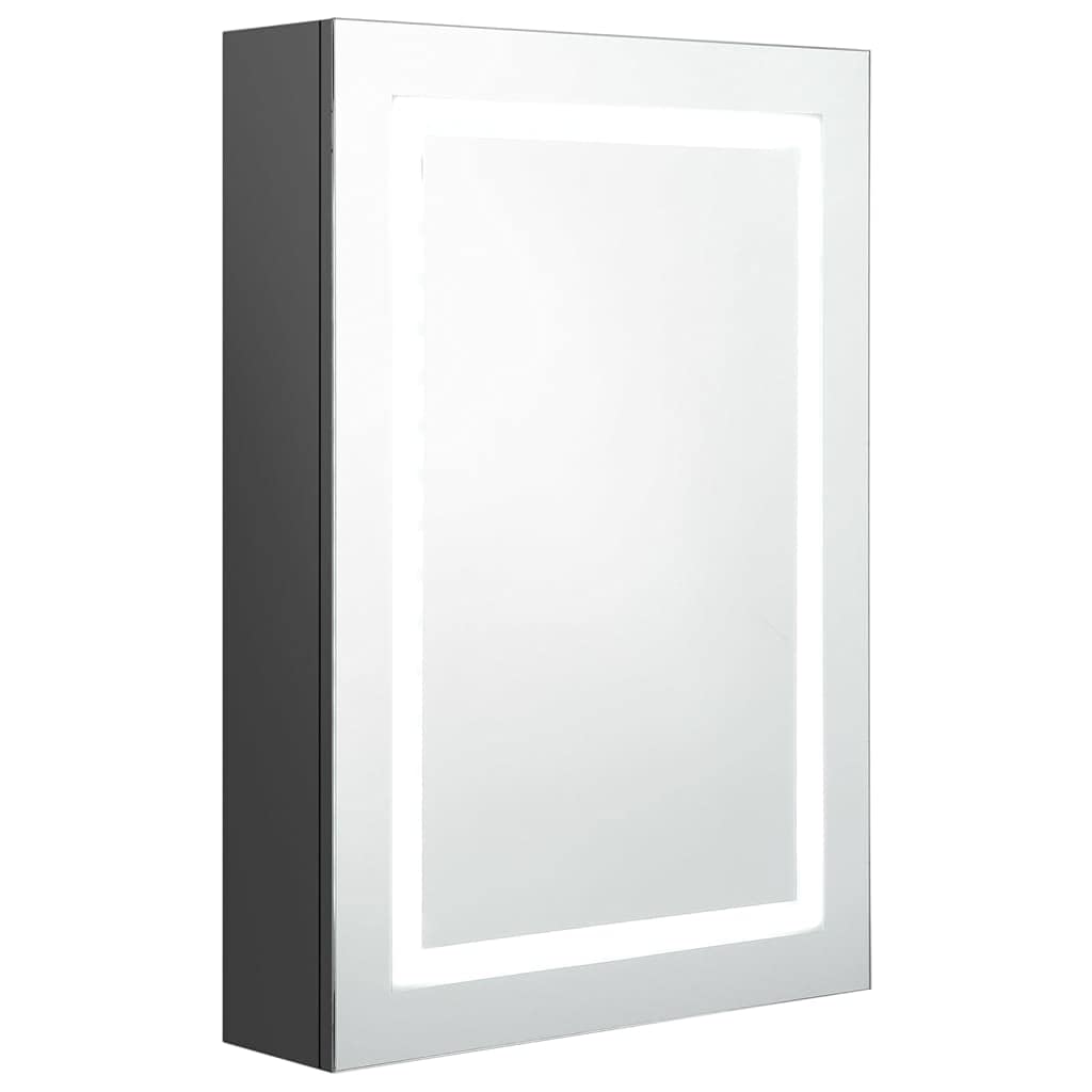 vidaXL Armario de Baño con Espejo LED Aseo Inodoro Muebles Mobiliario Tocador Botiquín Almacenamiento Estante Decoración Gris 50x13x70 cm