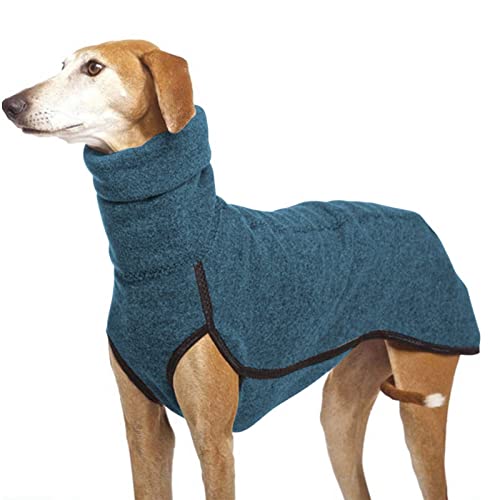 Imily Bela Hundepullover Fleece Rollkragen Hundemantel Warmer Weste Pullover Outdoor Hundejacke Winterkleidung für Kleine Mittel Große Hunde,Seeblau,L