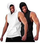 COOFANDY Men's 2 Pack Workout Hooded Tank Tops Bodybuilding Muscle Cut Off T Shirt Sleeveless Gym...