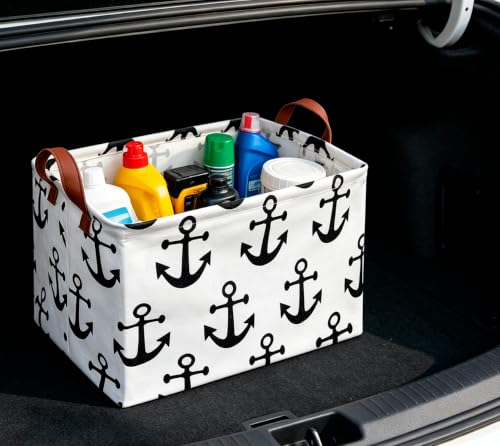 Image of CLOCOR Rectangular Storage Basket,Collapsible Storage Bin,Gift Baskets(Anchor)