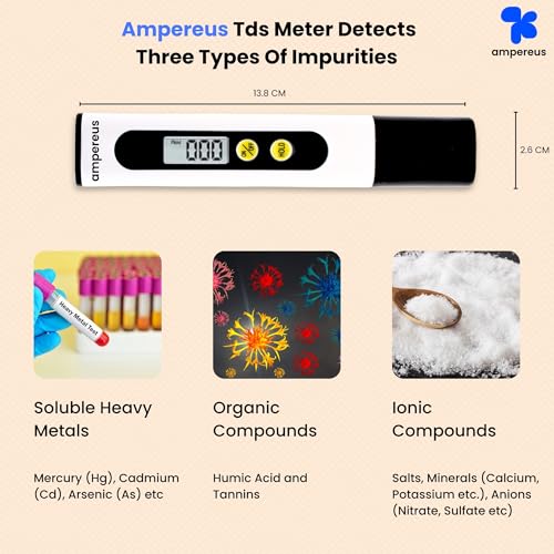 Image of AMPEREUS Digital TDS Meter with pH meter combo for water testing, Water Testing Kit With Solution, Water Purity tester for home, commercial uses