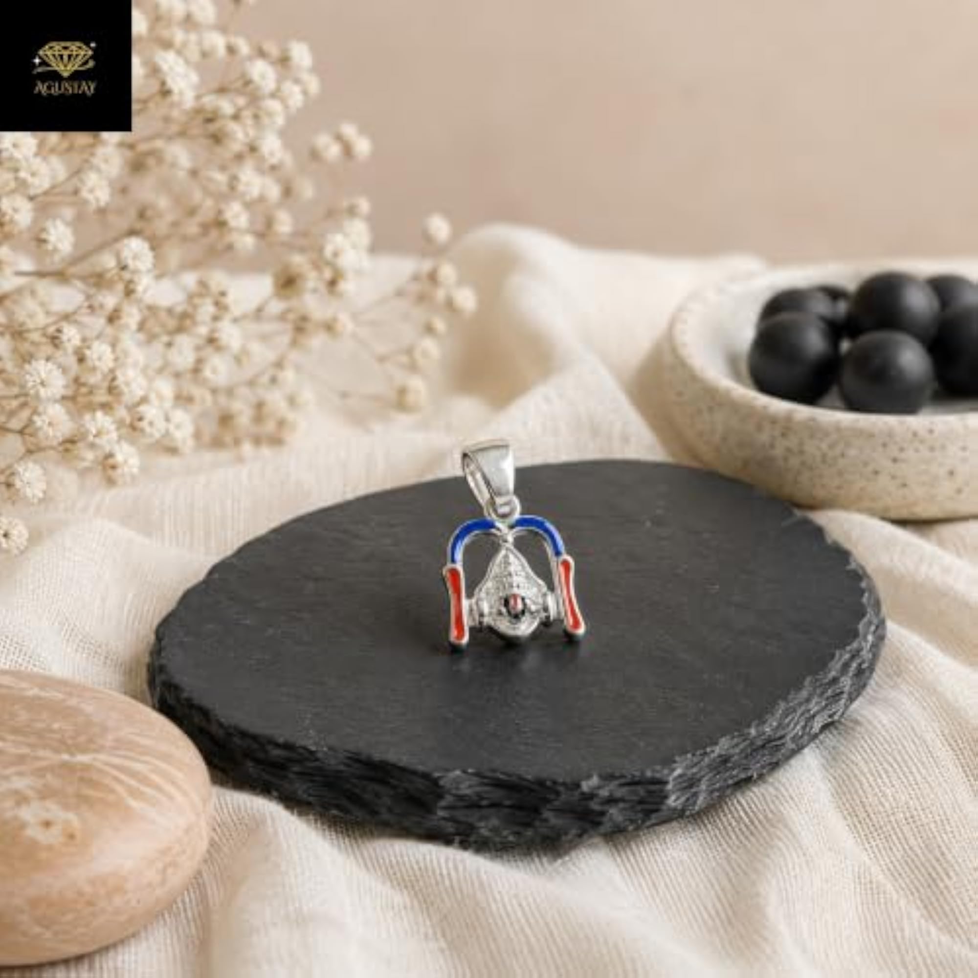 925 Sterling Silver Traditional Religious Pendant with Enamel