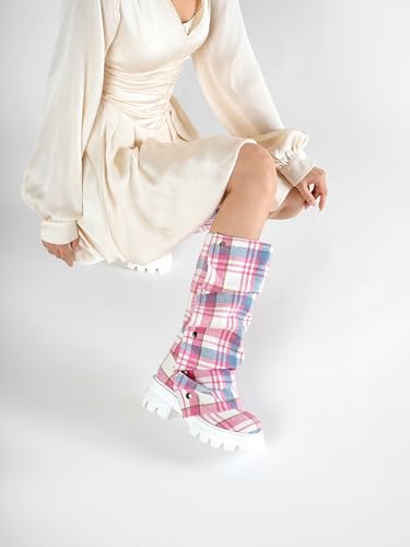 Image of Women's Embroidered Western Cowboy Mid-Calf Boots - Rider Boots - Mid-Height Boots Above Knee with Diamond Inlays