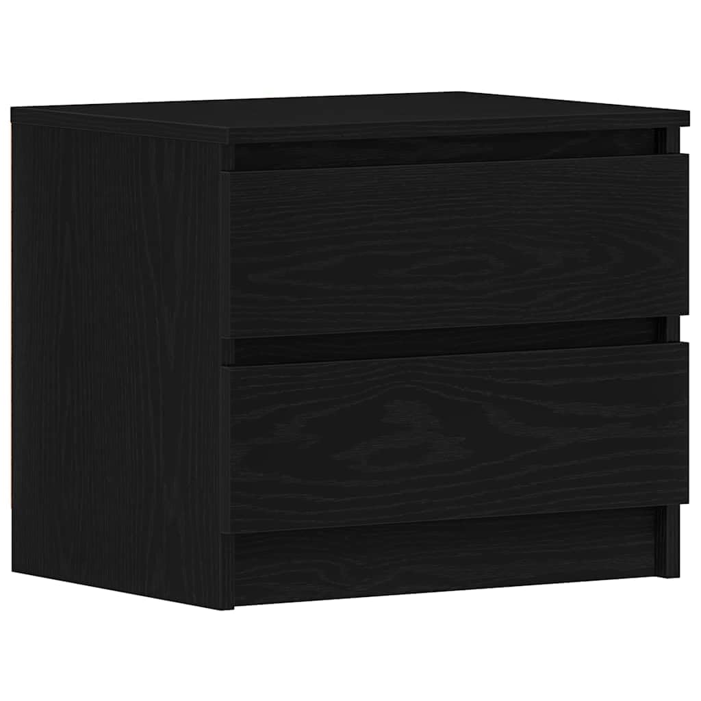 Meuble de chambre rustique et moderne en chêne noir, duo de tables de chevet design 50cm