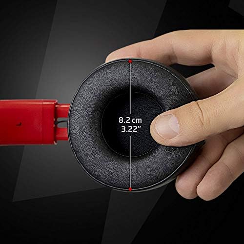 PowerLocus P3 Bluetooth Headphones Over-Ear, [40h Playtime, Bluetooth V5.0] Wireless Headset Hi-Fi Stereo Headphone, Foldable with Mic, Deep Bass, Wired Mode for Cell Phones/Laptop/PC/TV (Black/Red)