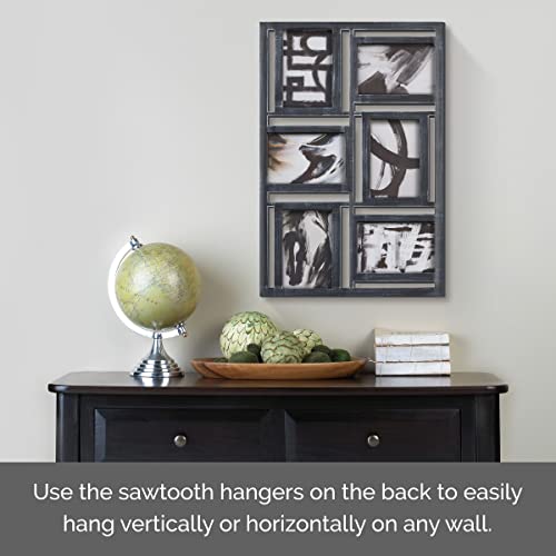 Melannco 6 Opening Collage Frame- Displays Three 4X6 And Three 6X4 Inch Photos, Horizontal Or Vertical Display, 14.7X20.8 Inch, Distressed Black #TOP2