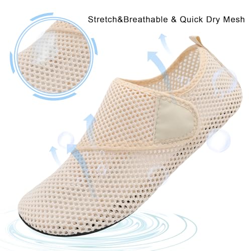 Image of Spesoul Water Shoes for Women Men Breathable Quick Dry Aqua Shoes Barefoot Aqua Socks Sneakers for Beach Swim Pool Yoga River Outdoor Water Sports 11-12 Women /8.5-9.5 Men, Vel Beige