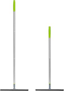 Funabridge Escoba rasqueta de piso con tres cuchillas de goma, poste ajustable, estropajo resistente para limpieza en húmedo y seco, ideal para suelos, ventanas y más